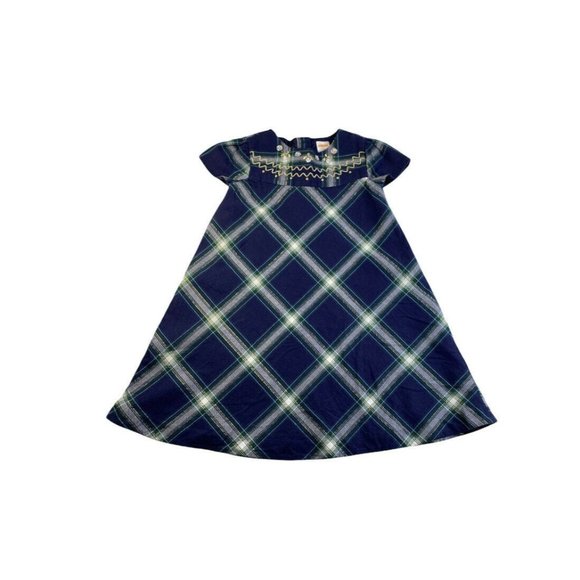Gymboree Other - Gymboree All Spruced Up Girls Size 5T Navy Green Gold Plaid Gem Dress Lined